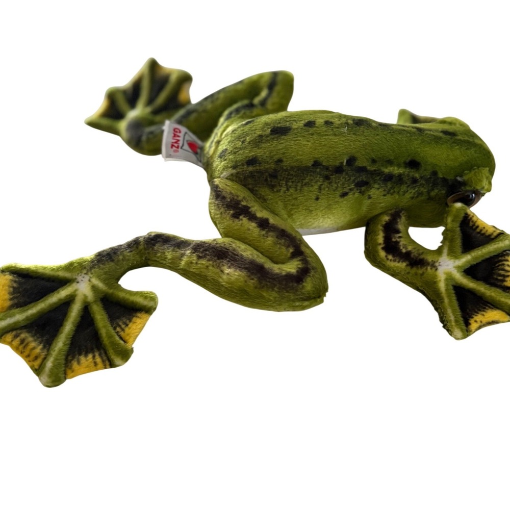 Ganz Creepy Peepers Green Frog Plush Realistic Spotted Webbed Feet 11 Inch